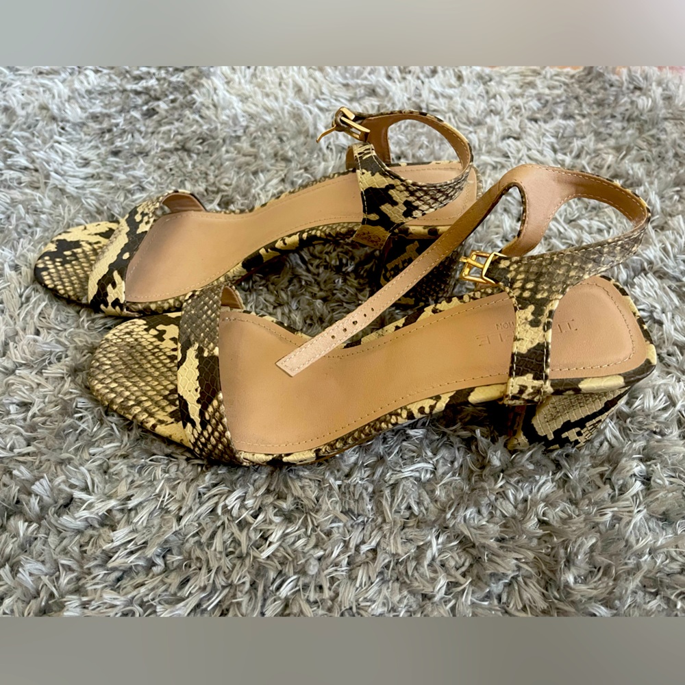 Snake Print Block Strap Sandals - image 2